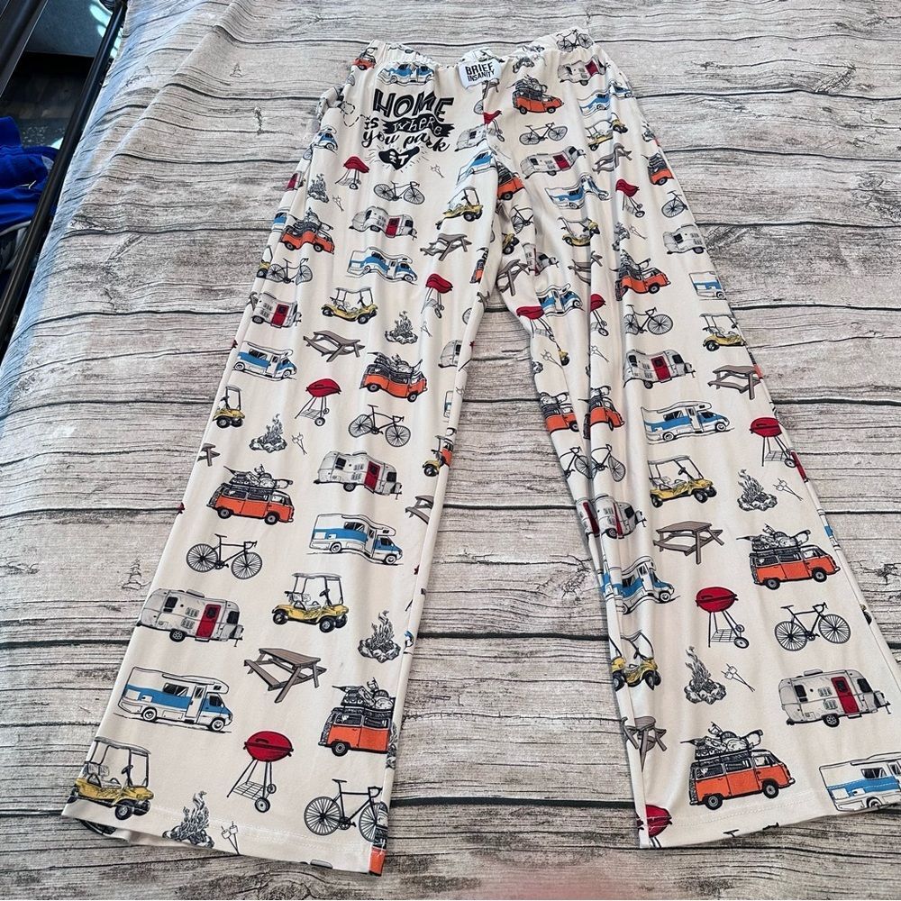 Brief Insanity Cream Pajama Bottoms Camping Print “Home is Where You Park it” LG